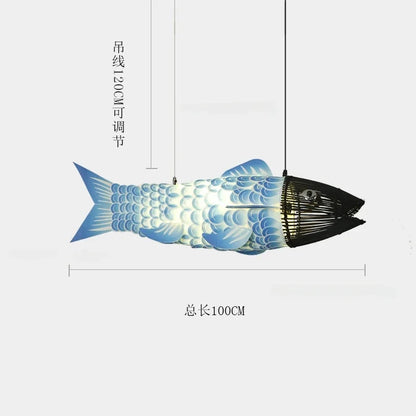Koi Artisan Bamboo Fish Pendant Light