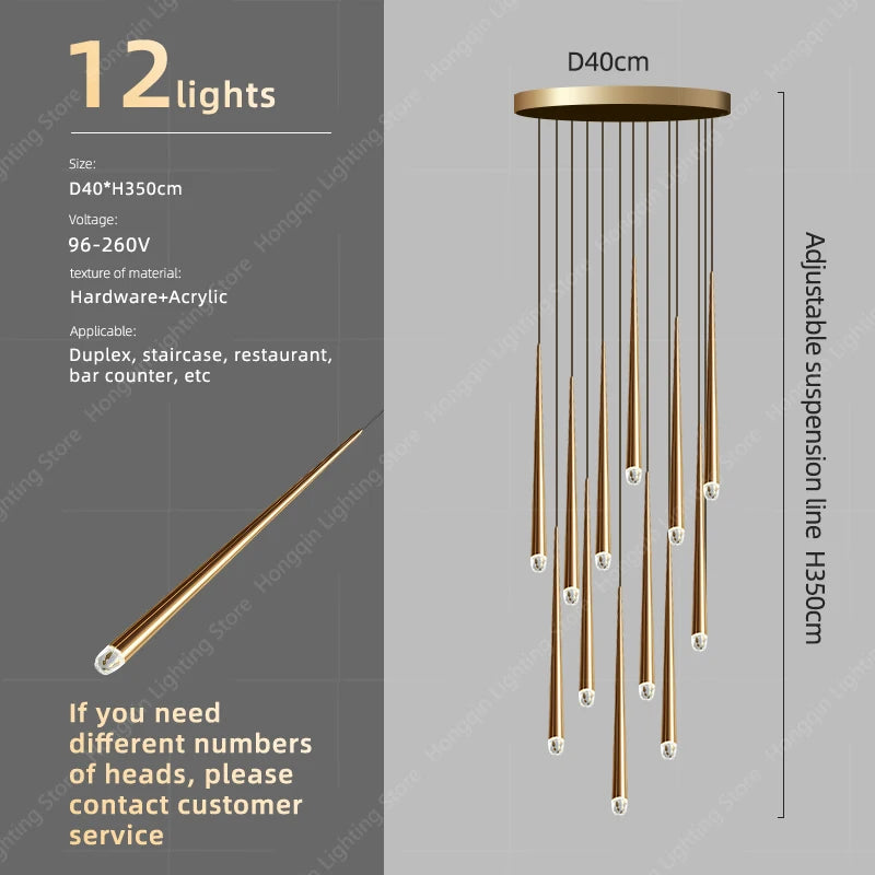 Clémence Modern High Ceiling Staircase Chandelier