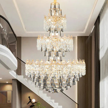 Isabelle Luxury Duplex Crystal Tall Chandelier Villa Hall Light