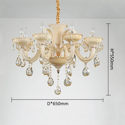French Luxury Home Decoration Room Champagne White Chandelier European Villa Hotel Hall Restaurant E14 Crystal Pendent Lights
