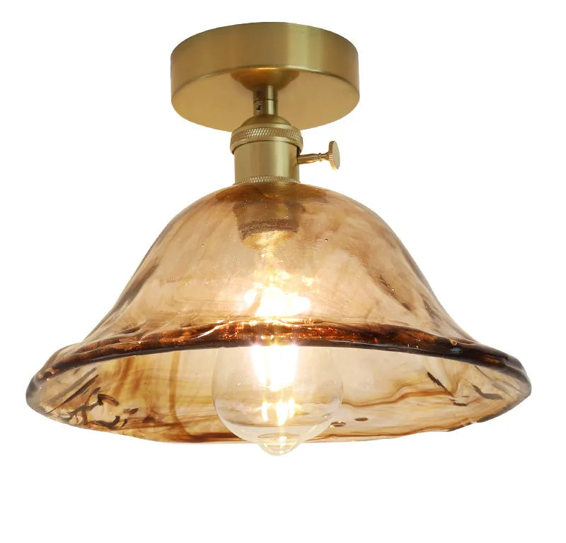 Éloise Amber Glass Copper Ceiling Light