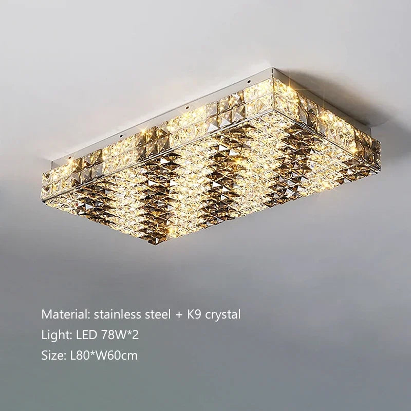 Élodie Modern Luxury K9 Crystal LED Ceiling Lamp For Living Dining Bedroom Home Interior Light
