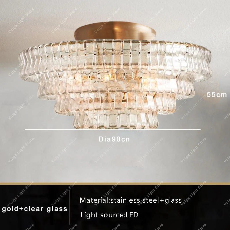 Gray Glass Round Ceiling Chandelier