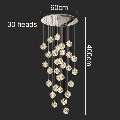 Modern Crystal Stair Pendant Light for Living Room and Hall