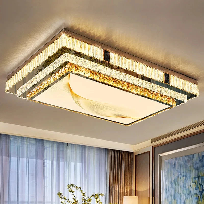 Celestia Gold Crystal Flush Mount LED Ceiling Light