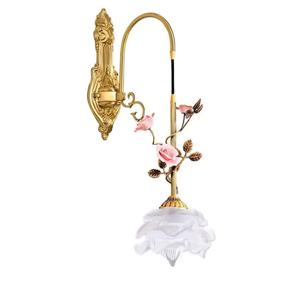 Isabelle Modern Brass Flower Glass Pendant Chandelier Light