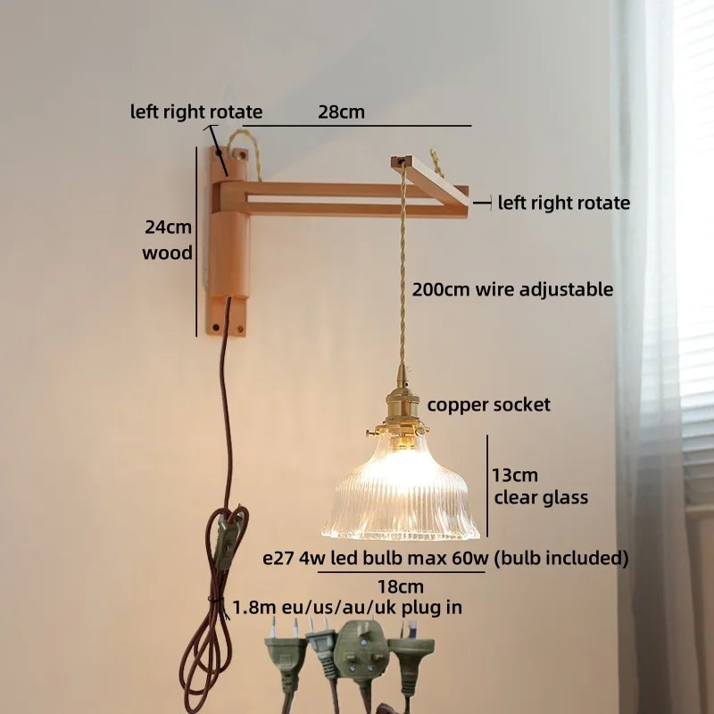 Élise Glass Flower Wall Lamp Flexible Arm Nordic