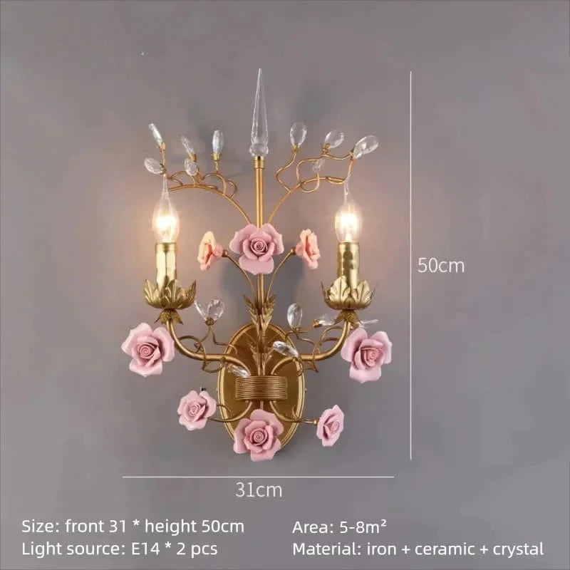 Chloé French Rose Gold Ceramic Flower 5-Light Pendant Lamp