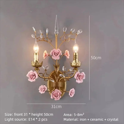 Chloé French Rose Gold Ceramic Flower 5-Light Pendant Lamp