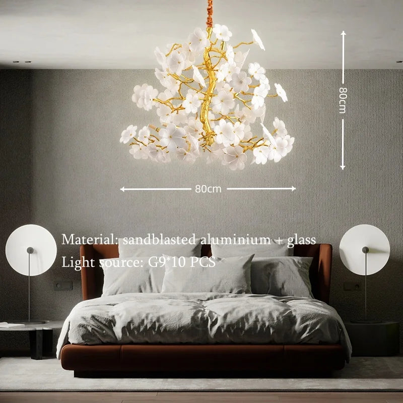 Aurélie Bloom Petal Chandelier Luxury Gold Ceiling Pendant Light