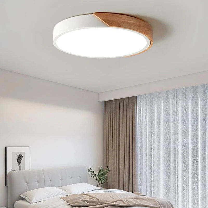 Camille Nordic Macaroon Wooden Circular LED Ceiling Light