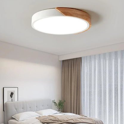 Camille Nordic Macaroon Wooden Circular LED Ceiling Light