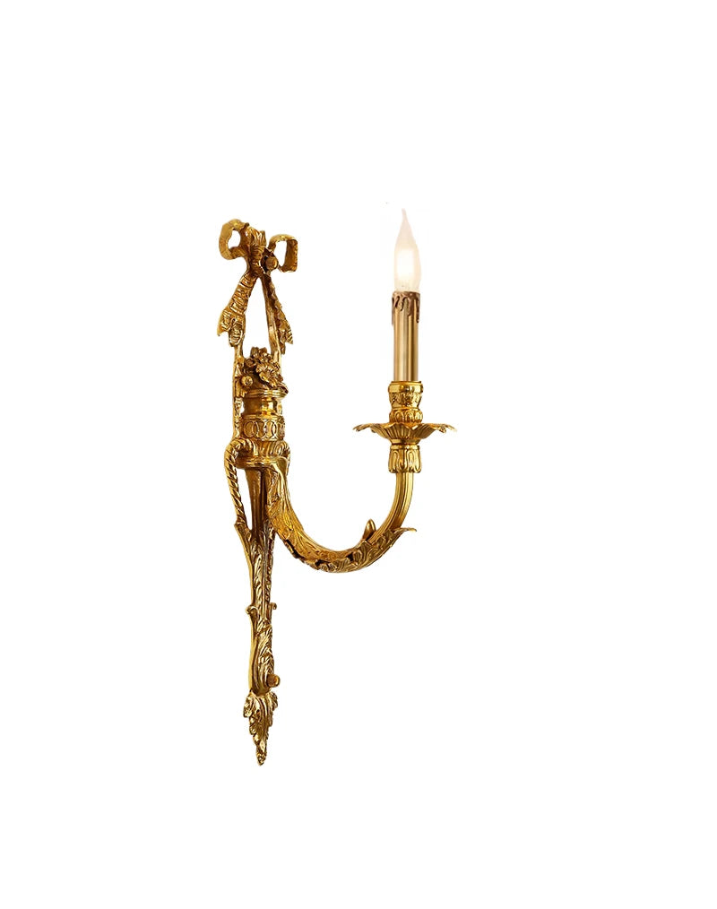 Camille Retro French Brass Crystal LED Wall Lamp Bedroom Accent