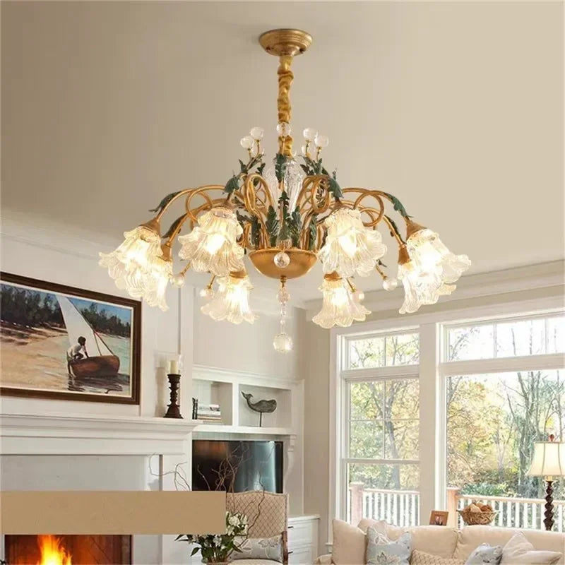 Évelyne Floral Glass Chandelier for Luxury Dining & Lobby Spaces