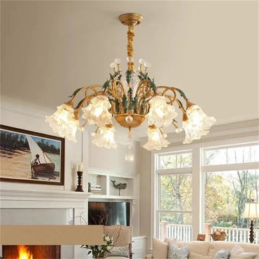 Évelyne Floral Glass Chandelier for Luxury Dining & Lobby Spaces