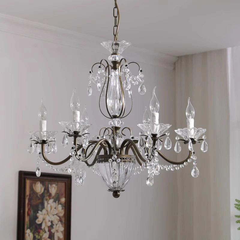 Camille French Crystal Candle Flush Mount Luxury Chandelier