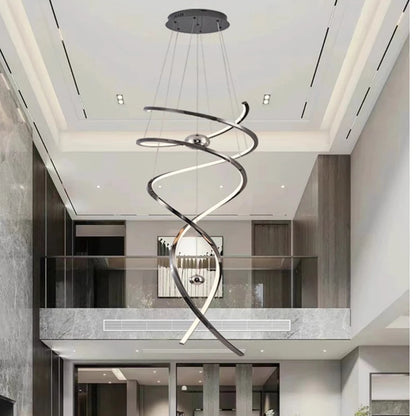 Nora Modern Staircase LED Pendant Chandelier, Dimmable Remote