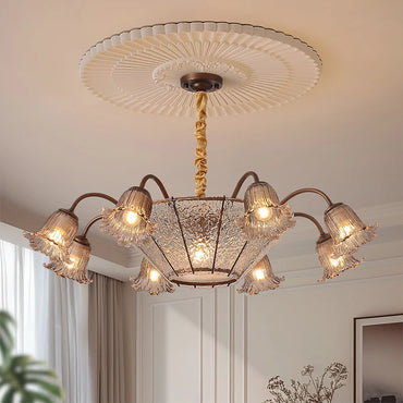 Vintage Flower Glass LED Pendant Chandelier