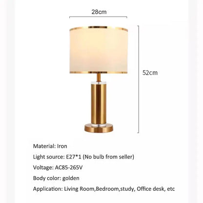 Amélie Nordic Crystal Fabric Table Lamp E27 Warm Bedroom Light