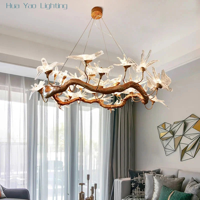 Sylvara Luxury Copper Bird Branch Chandelier