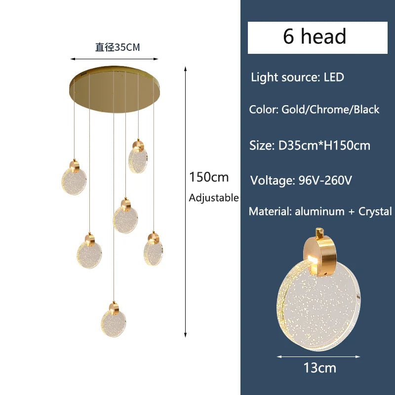Clémence Luxury Crystal LED Staircase Chandelier Light
