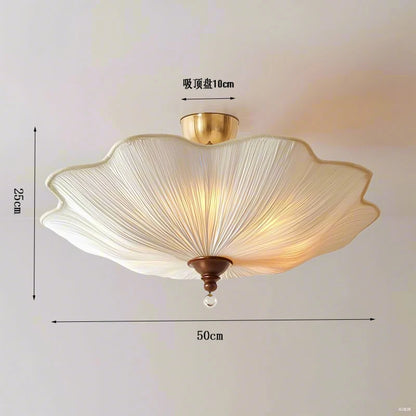 Élise French Retro Lotus-Leaf Fabric Ceiling Light