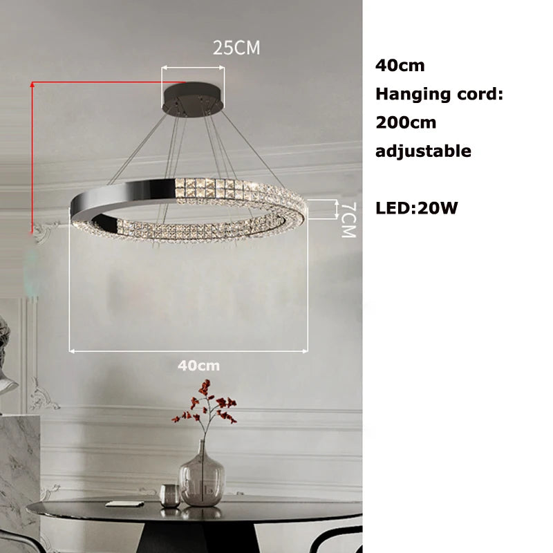 Sophie Scandinavian Crystal Chandelier Black Steel Ceiling Light
