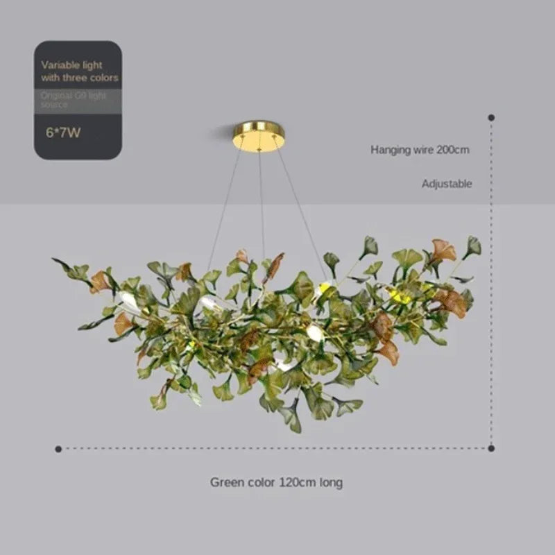 Luxury Ginkgo Leaf Glass Branch Chandelier
