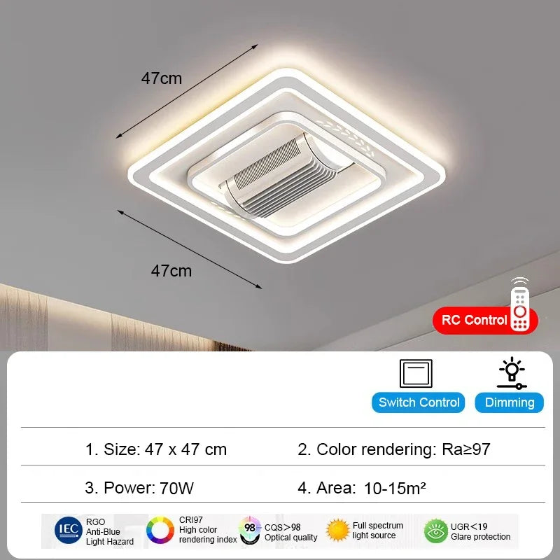Aurevo Modern Bladeless LED Ceiling Fan Light