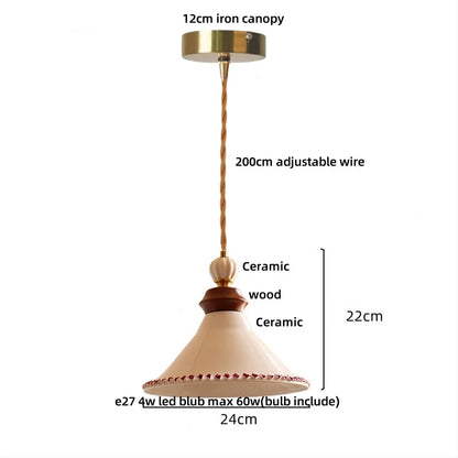 Élise Rose Flower Ceramic LED Pendant Lamp Nordic Wood