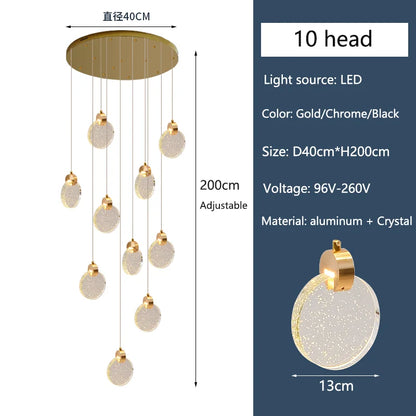 Clémence Luxury Crystal LED Staircase Chandelier Light