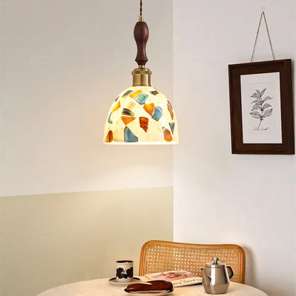 Camille Medieval Glass Walnut Pendant Light Bedroom Chandelier
