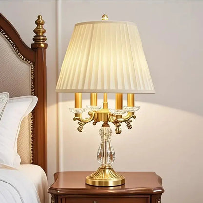 European Crystal Table Lamp with Art Deco Design for Bedroom Decor