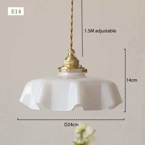 Élodie French Glass Pendant Light Nordic Brass Ceiling