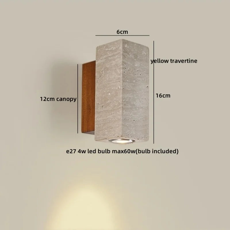 Élise Yellow Travertine LED Wall Lamp Japan Style Luxury