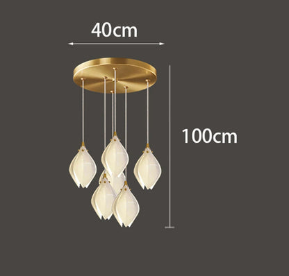 Liora Modern Lotus Cluster Staircase Chandelier