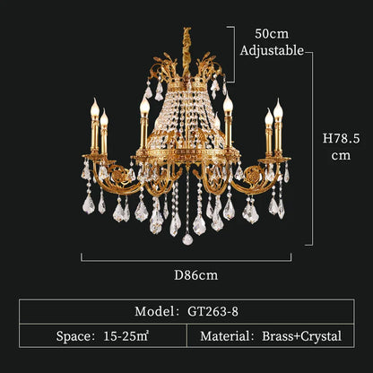 French Crystal Bronze Flush Mount Chandelier