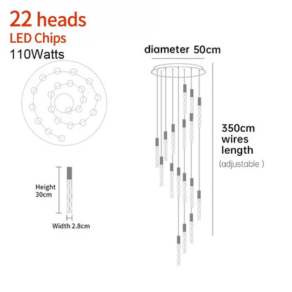 Sophie Spiral Crystal LED Staircase Chandelier