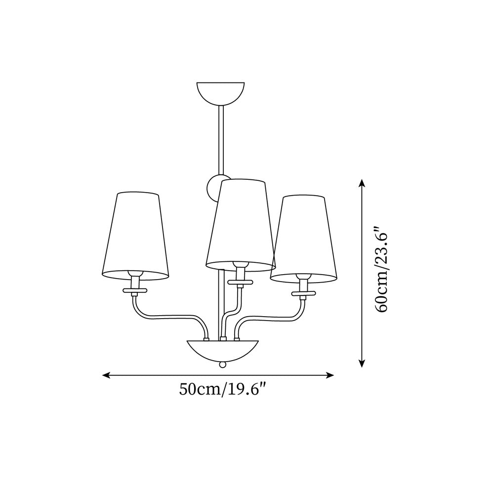 Camille Fabric Chandelier, Floral Shades with Metal Frame
