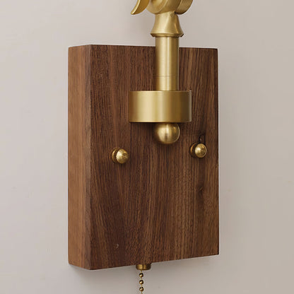 Émilie Swing Arm Wall Lamp with Brass and Wood Base