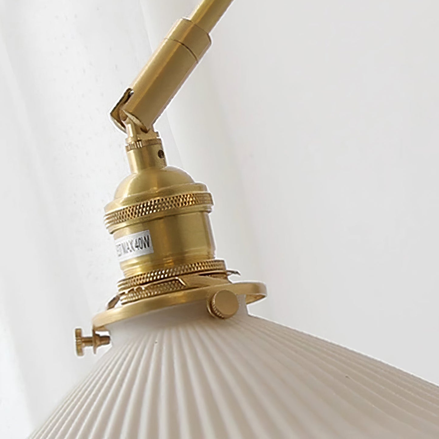 Émilie Swing Arm Wall Lamp with Brass and Wood Base
