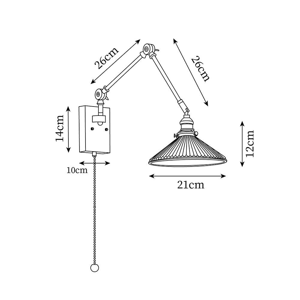 Émilie Swing Arm Wall Lamp with Brass and Wood Base