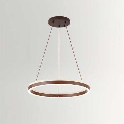 Aurélien Ring Chandelier, Travertine and Wood LED Design