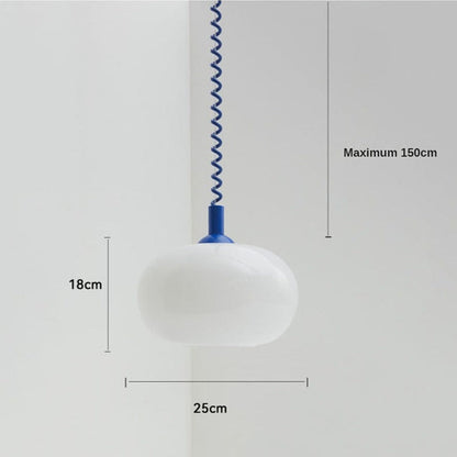 Camille LED-Pendelleuchte mit einziehbarer Feder und weißem Glas, modernes Design