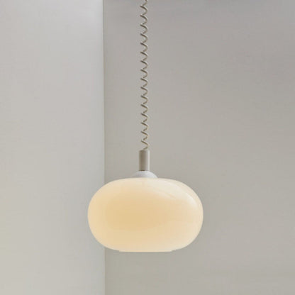Camille LED-Pendelleuchte mit einziehbarer Feder und weißem Glas, modernes Design