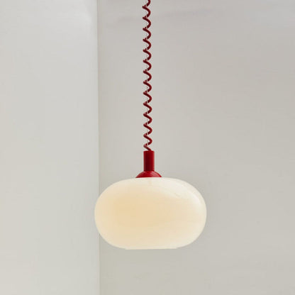 Camille LED-Pendelleuchte mit einziehbarer Feder und weißem Glas, modernes Design