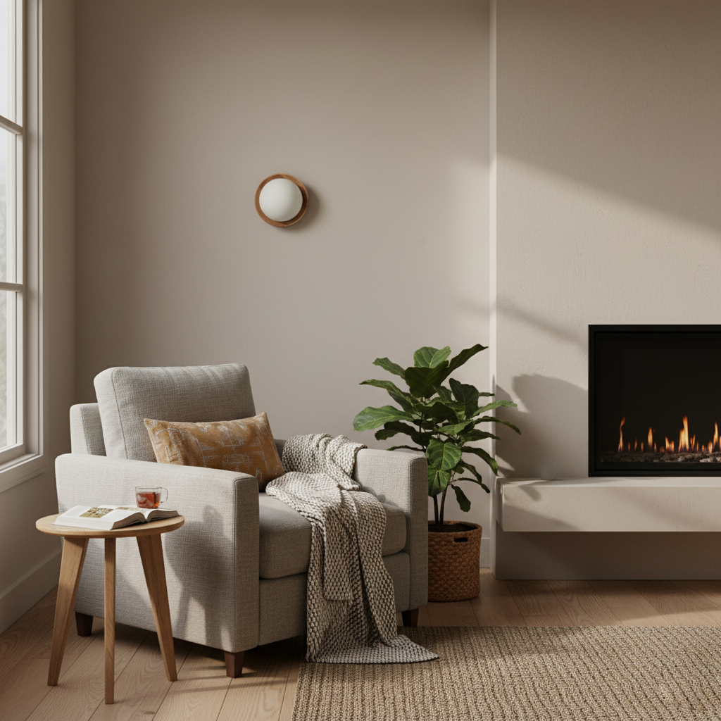 Élina Tablet Wall Lamp with Wood Backplate and LED Glow