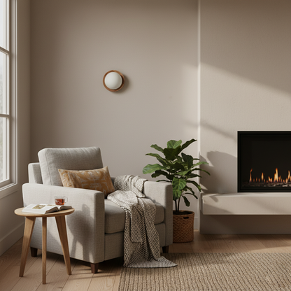 Élina Tablet Wall Lamp with Wood Backplate and LED Glow
