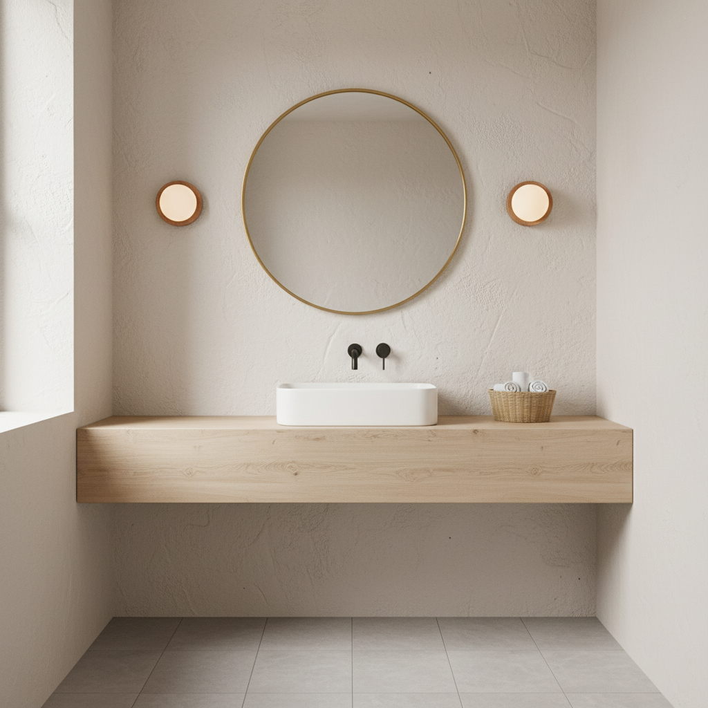 Élina Tablet Wall Lamp with Wood Backplate and LED Glow