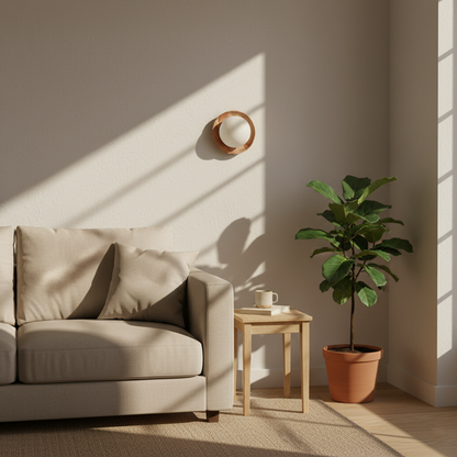 Élina Tablet Wall Lamp with Wood Backplate and LED Glow